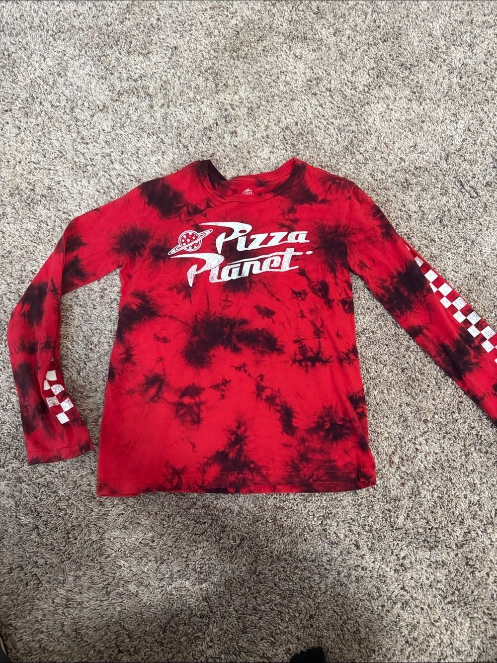Disney Red & Black Pizza Planet Tie-Dye Long Sleeve Shirt
